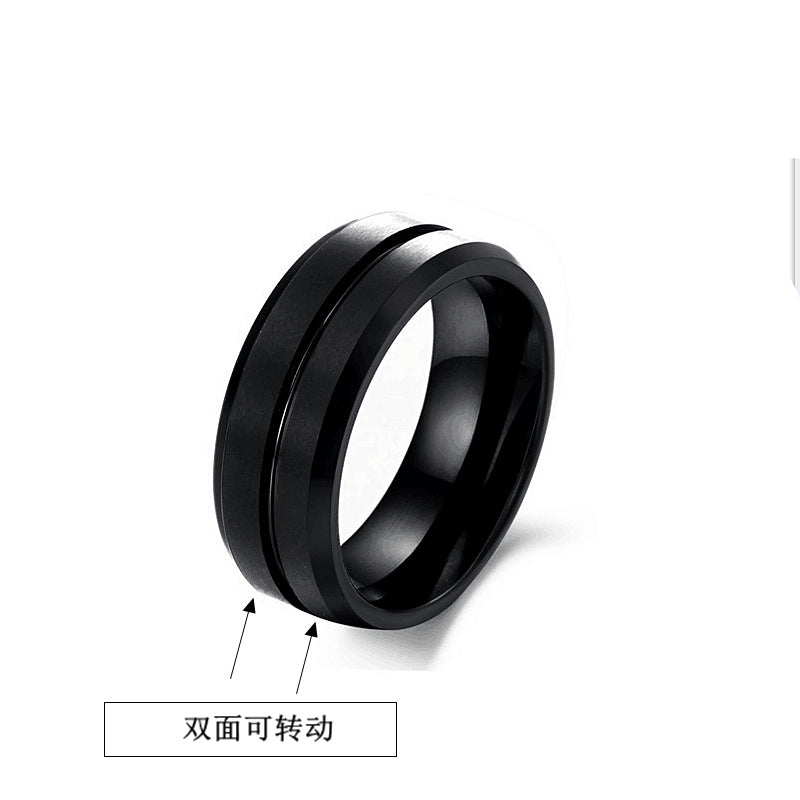 European And American Fashion New Ring Frosted Classic Black Stainless Steel Ring Index Finger Personalized Ring