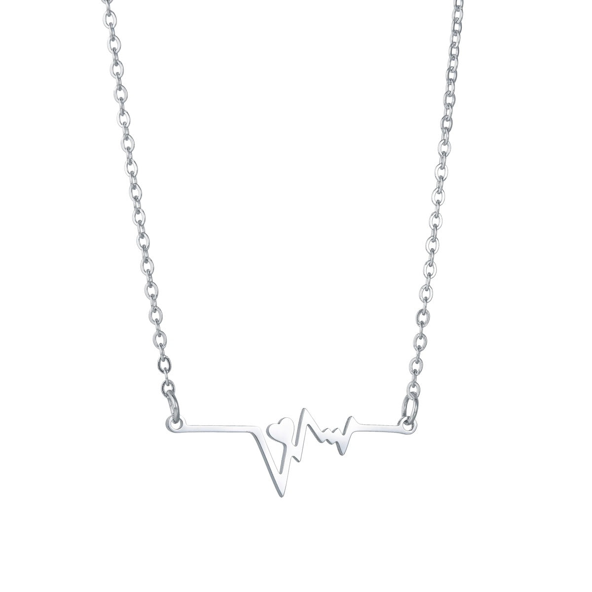 Korean Style Electrocardiogram Stainless Steel Necklace