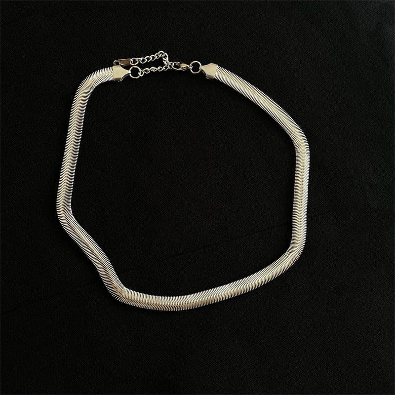 Titanium Steel Cuban Thick Chain Clavicle Chain Widened And Thick Soft Snake Bone Chain