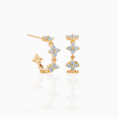 Ins Style Blue Flower Stud Earrings Copper Plating 18k Real Gold Flower Ear Ring Cross-border Korean Jewelry Earrings