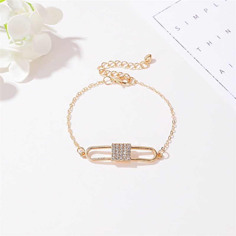 New Bracelet Love Lock Diamond Bracelet Creative Full Diamond Lock Bracelet Wholesale Gooddiy