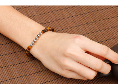 Korean Style New Tiger-eye Bracelet Wholesale Simple Women's Titanium Steel Bracelet Beads Ornament Factory Supply