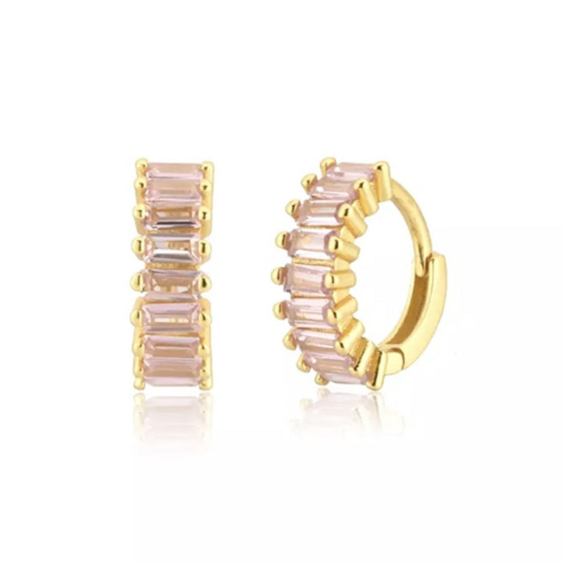 European And American Large Circle Zircon Earrings Ear Buckle Diamond Multicolor Copper Ear Buckle Female