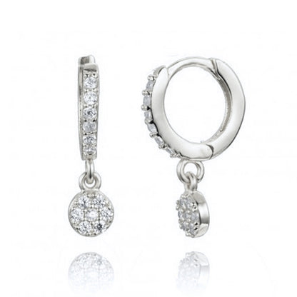 European And American Entry Lux New Sterling Silver Needle Circle Shape Rhinestone Earrings Female Personality All-match Fashion Ear Ring Ear Clips Earrings