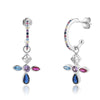 European And American Cross-border S925 Silver Needle Inlaid Colorful Zircon Cross Copper Earrings