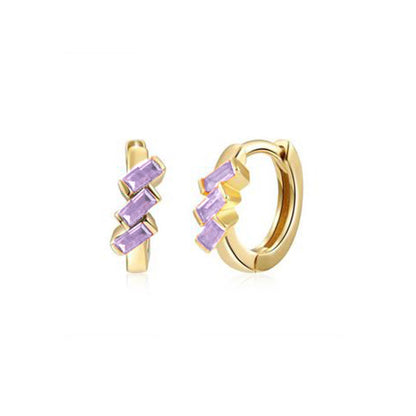 Cross-border European And American Fashion Geometric Multicolor Rectangular Zircon Copper Ear Clip