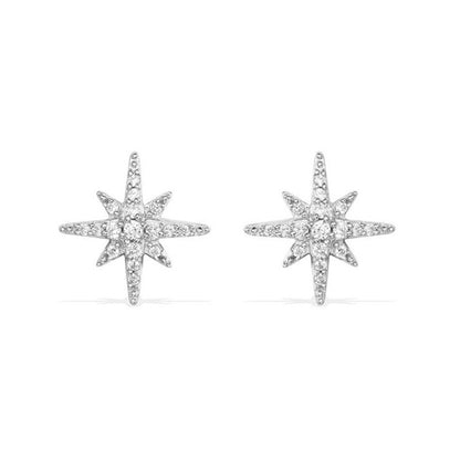 Cross-border Light Luxury Sterling Silver Needle Simple All-match Eight Awn Star Female Stud Earrings Ear Ring Ins Fashionable Earrings Ear Clip