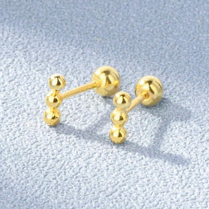 European And American Piercing Earrings Single Row Round Bead Earrings Cartilage Screw Perforated Earrings