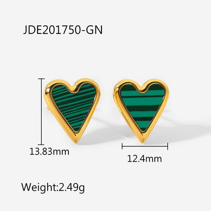 1 Pair Fashion Heart Plating Inlay Stainless Steel Shell Gold Plated Ear Studs