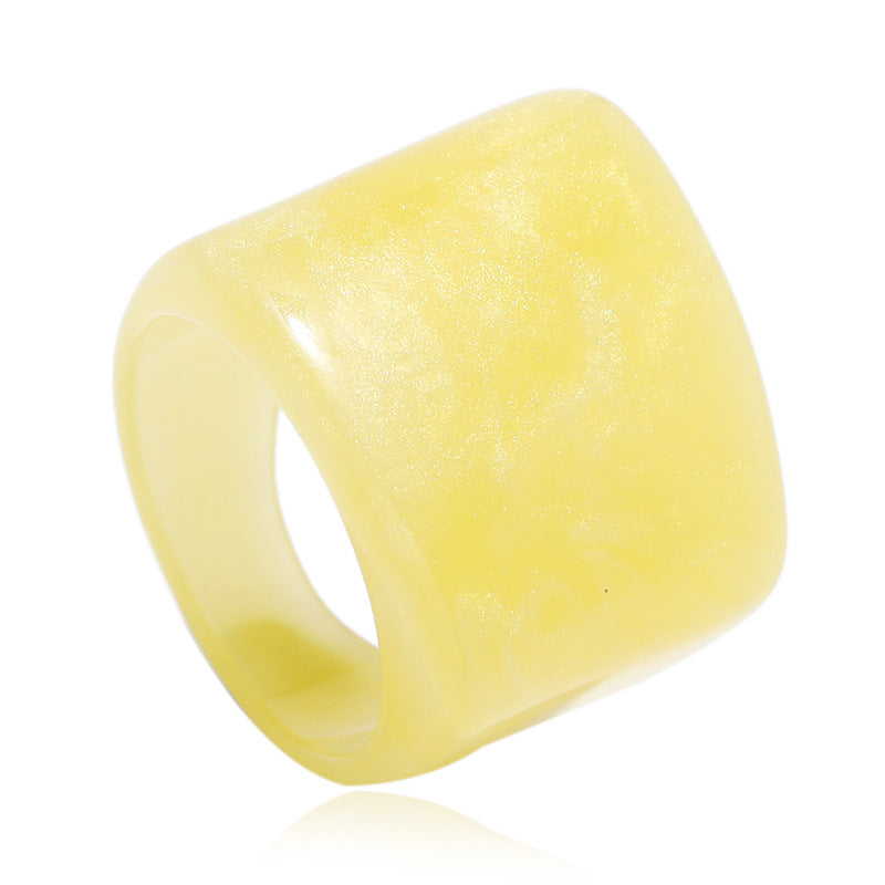 Korean Retro Resin Niche Design Index Finger Ring Fashion Temperament Simple Trend Acrylic Ring