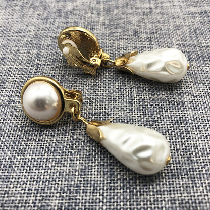 Fashion White Pearl Retro Water Drop Earrings