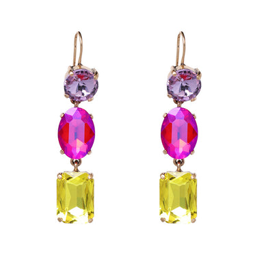 European And American Fashion Alloy Diamond-studded Geometric Color Personality Earrings