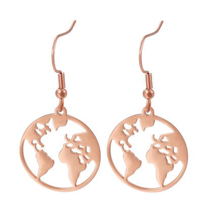 Wholesale Stainless Steel Hollow Map Earrings Gooddiy