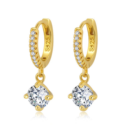 Korean Fashion Geometric Diamond Earrings Female Popular Simple Ear Buckle Wholesale