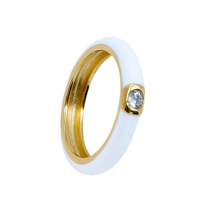 Cross-border Color Epoxy Enamel Temperament Plated 18k Ring Fashion Trend Copper Ring