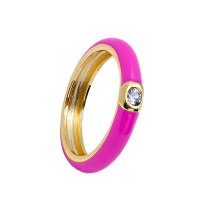 Cross-border Color Epoxy Enamel Temperament Plated 18k Ring Fashion Trend Copper Ring