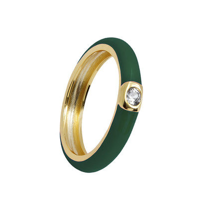 Cross-border Color Epoxy Enamel Temperament Plated 18k Ring Fashion Trend Copper Ring