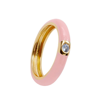 Cross-border Color Epoxy Enamel Temperament Plated 18k Ring Fashion Trend Copper Ring