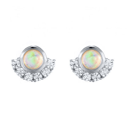 Korean Circle Opal Opal Exquisite Earrings Simple Stud Earrings Ear Jewelry