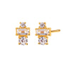 European And American Plated Real Gold Inlaid Zircon Four-claw Square Simple Geometric Earrings