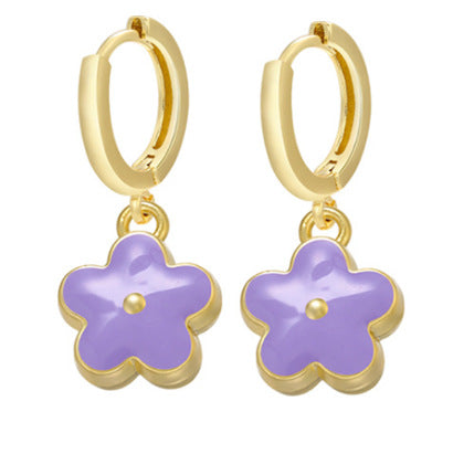 Fashion Dripping Flower Earrings Female Geometric Flower Metal Earrings Jewelry Wholesale