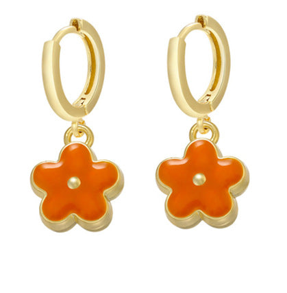 Fashion Dripping Flower Earrings Female Geometric Flower Metal Earrings Jewelry Wholesale