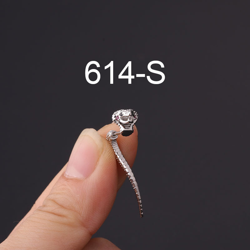 Stainless Steel Thin Rod Personality Creative Snake-shaped Screw Ear Bone Nails