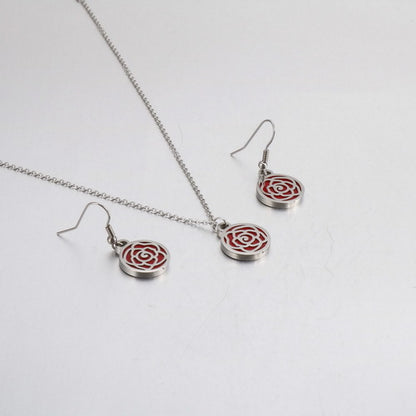 Korean Style Fashion Flower Festive Epoxy Stainless Steel Earrings Set Wholesale