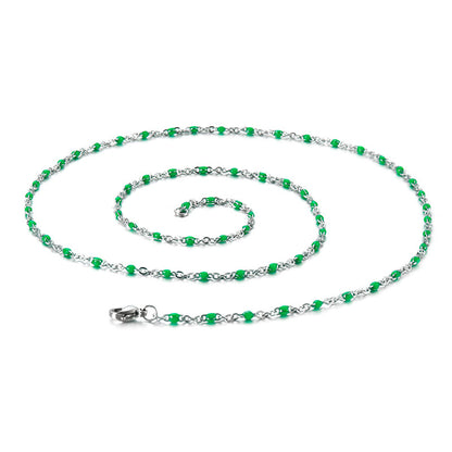 New Simple Stainless Steel Resin Steel Color Bead Necklace Accessories Wholesale