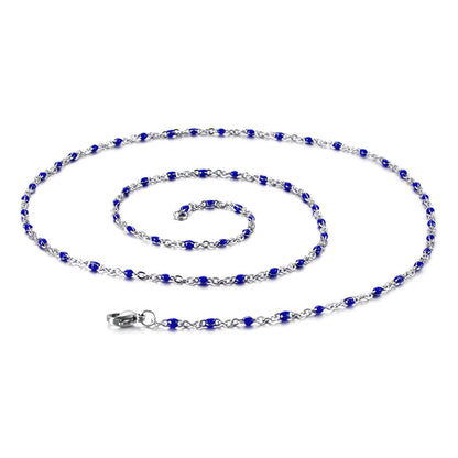 New Simple Stainless Steel Resin Steel Color Bead Necklace Accessories Wholesale