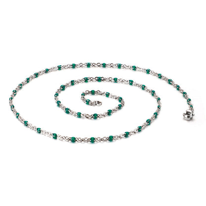 New Simple Stainless Steel Resin Steel Color Bead Necklace Accessories Wholesale