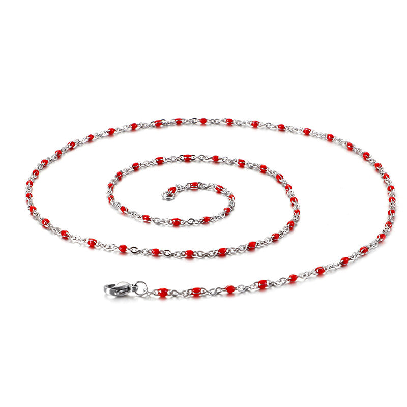 New Simple Stainless Steel Resin Steel Color Bead Necklace Accessories Wholesale