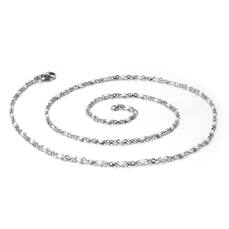 New Simple Stainless Steel Resin Steel Color Bead Necklace Accessories Wholesale