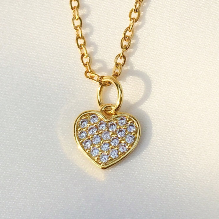 Titanium Steel Hypoallergenic Zircon Heart Necklace