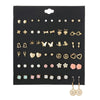 1 Set Lady Classic Style Heart Shape Flower Butterfly Inlay Alloy Artificial Gemstones Ear Studs