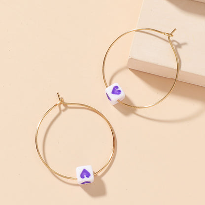 New Hoop Earrings Exaggerated Resin Love Geometric Earrings Personality Trend Earrings