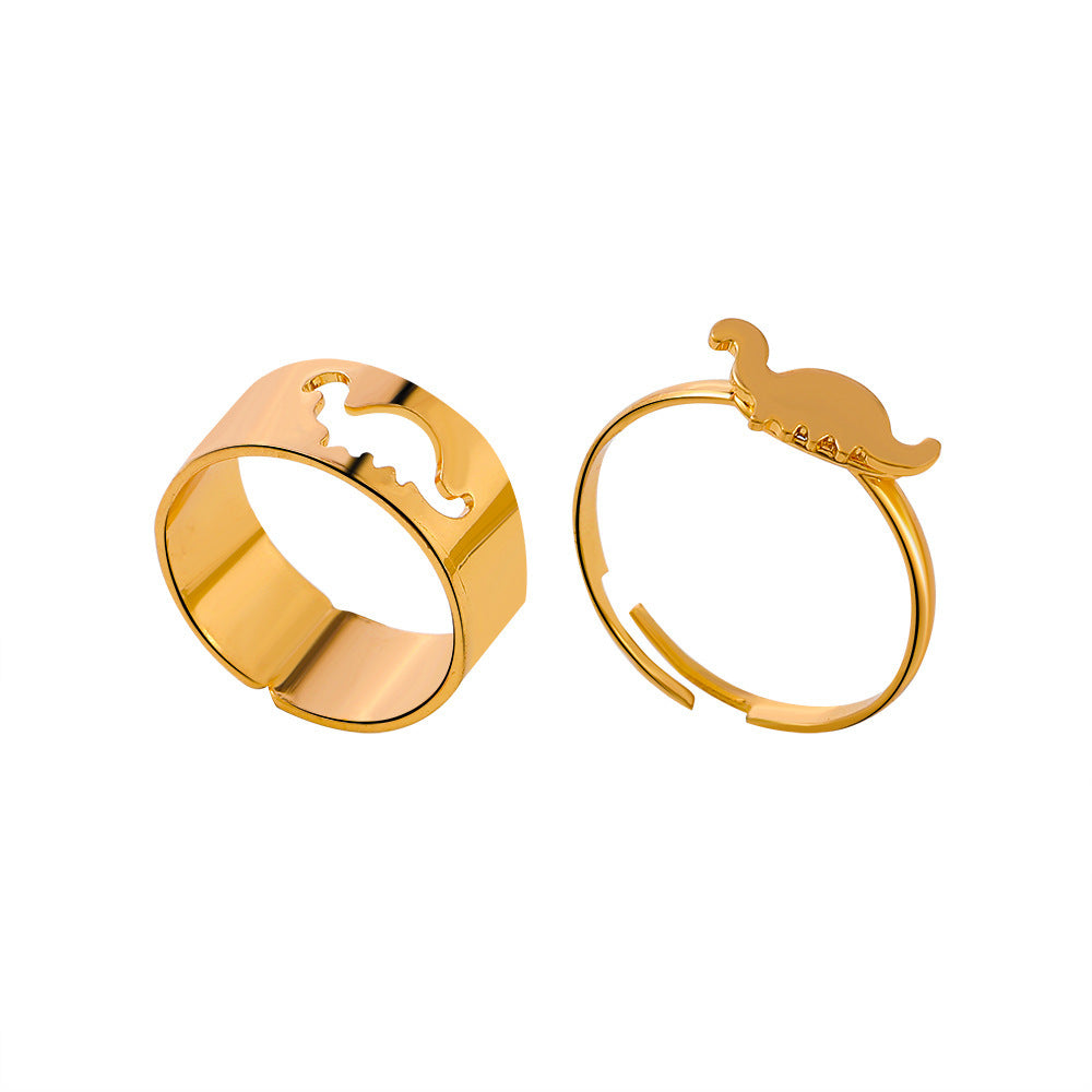 New Hollow Dinosaur Ring 2-piece Set European And American Creative Metal Opening Ring Set