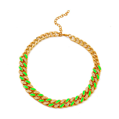 New Diamond-studded Thick Chain Hip-hop Two-color Thick Necklace