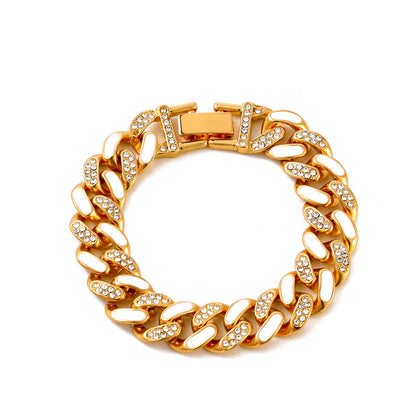 New Style Bracelet Color Thick Chain Bracelet Jewelry Hip-hop Diamond-studded Bracelet