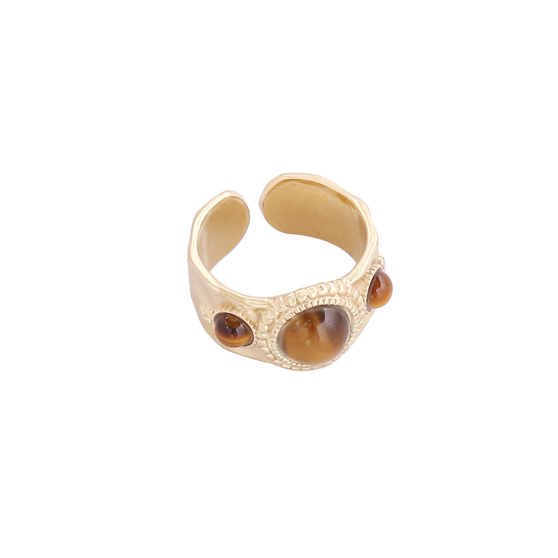 Personality Stainless Steel Ring Retro Natural Stone Tail Ring Wholesale