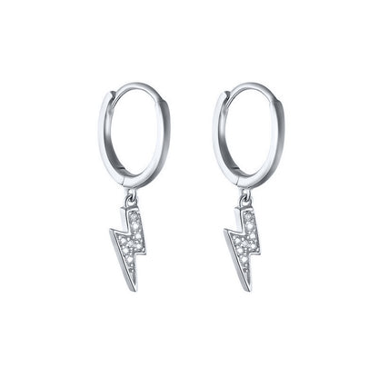 Diamond-studded Lightning Ear Buckle Earrings