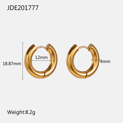 European And American Earrings 4mm Thickness Inner Diameter 12mm Classic Stainless Steel Hoop Earrings Jewelry