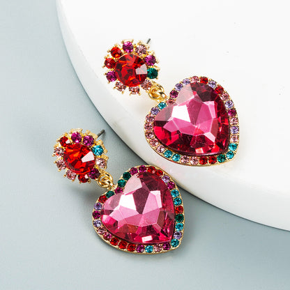 Fashion Alloy Color Rhinestone Heart Earrings Wholesale Gooddiy