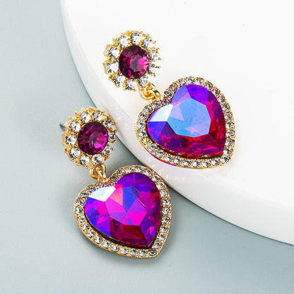 Fashion Alloy Color Rhinestone Heart Earrings Wholesale Gooddiy