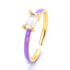 European And American Color Dripping Oil Opening Adjustable Square Diamond Ring Wholesale