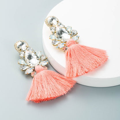 Bohemian Glass Diamond Tassel Earrings Wholesale Gooddiy