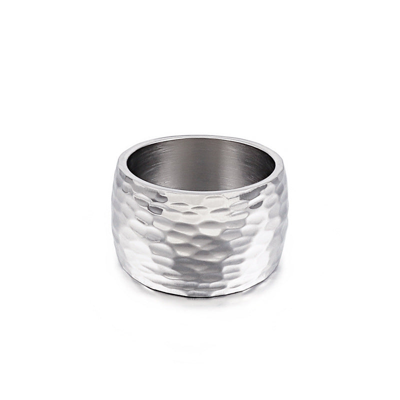 From  Simple Style Ring Stainless Steel Irregular Pattern Ring Unisex Ring