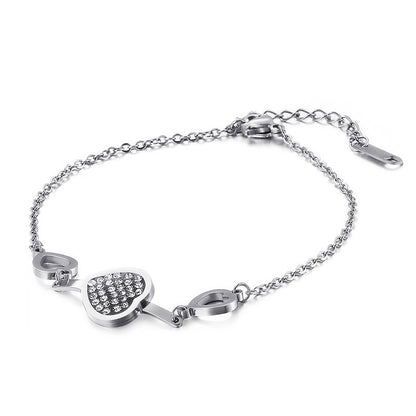 Fashion Jewelry Wholesale Love Black Diamond Stainless Steel Hollow Bracelet