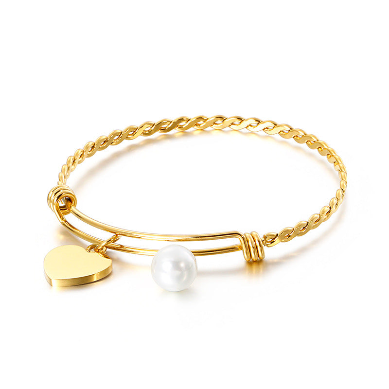 Jewelry Pearl Bracelet Simple Heart-shaped Adjustable Bracelet Jewelry