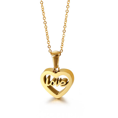 Korean Version Heart-shaped Stainless Steel Necklace Love Creative Pendant Clavicle Chain Wholesale